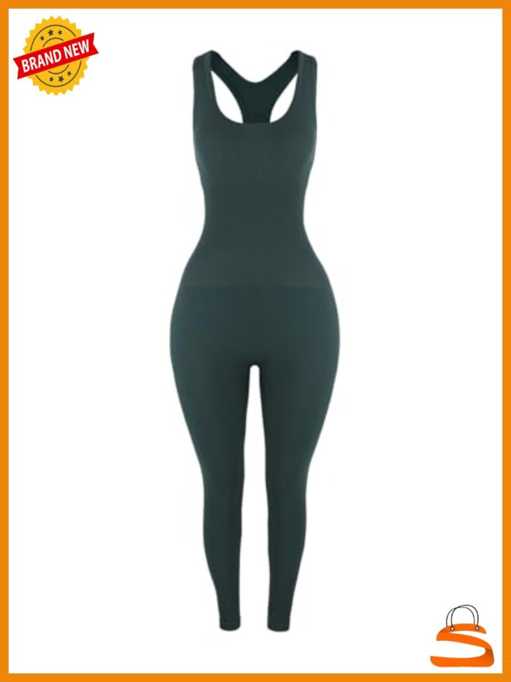 Seamless Power Jumpsuit with Racerback & Tummy Control Padded Bra
